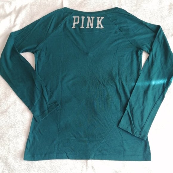 PINK Victoria's Secret Long Sleeve Green Eagles Football Top - Picture 5 of 6
